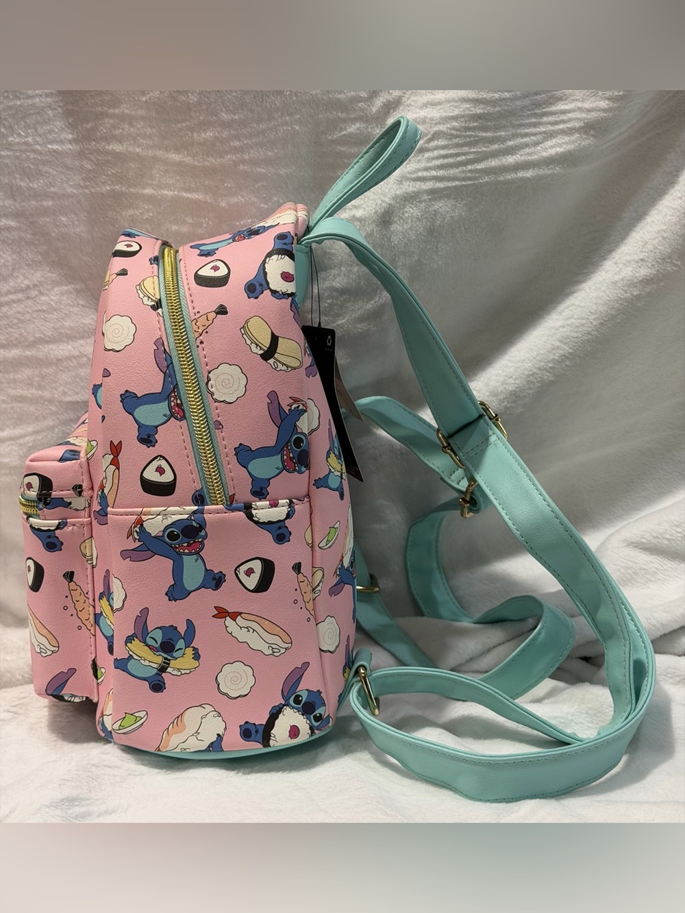Loungefly Pink & Mint Stitch Sushi Mini Backpack - Picture 4 of 9